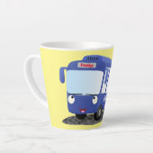 Cute blue modern bus cartoon illustratie latte mok (Linkerhoek)
