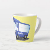 Cute blue modern bus cartoon illustratie latte mok (Rechterhoek)