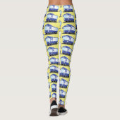 Cute blue modern bus cartoon illustratie leggings (Achterkant)