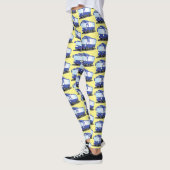 Cute blue modern bus cartoon illustratie leggings (Links)