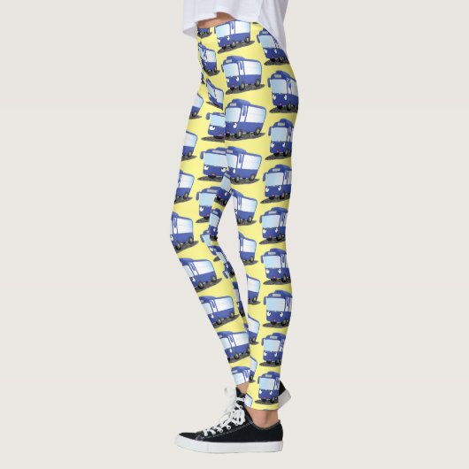 Cute blue modern bus cartoon illustratie leggings (Links)