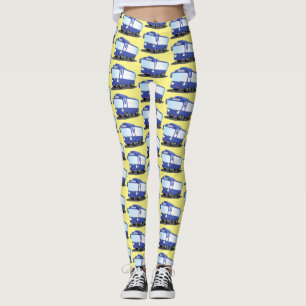 Cute blue modern bus cartoon illustratie leggings