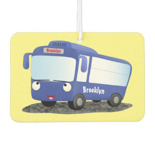 Cute blue modern bus cartoon illustratie luchtverfrisser