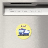 Cute blue modern bus cartoon illustratie magneet (Insitu (Vaatwasser))