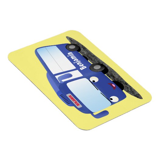 Cute blue modern bus cartoon illustratie magneet (Rechterzijde)