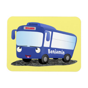 Cute blue modern bus cartoon illustratie magneet