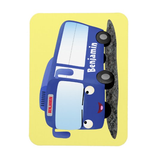 Cute blue modern bus cartoon illustratie magneet (Verticaal)