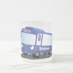 Cute blue modern bus cartoon illustratie matglas koffiemok