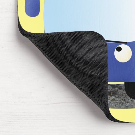 Cute blue modern bus cartoon illustratie muismat (Hoek)