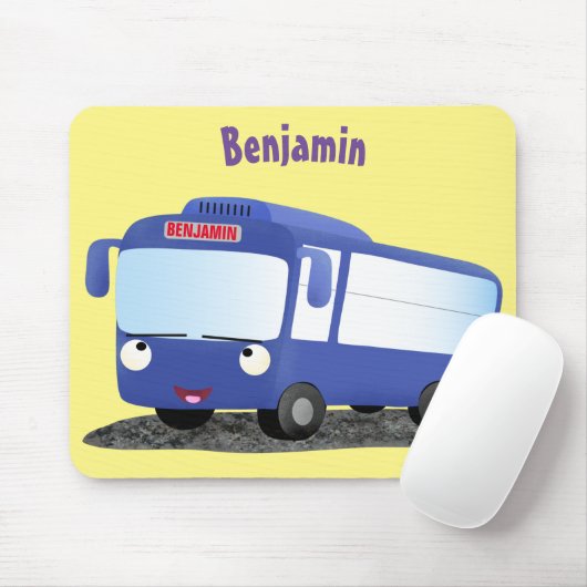 Cute blue modern bus cartoon illustratie muismat (Met muis)