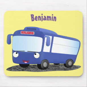 Cute blue modern bus cartoon illustratie muismat