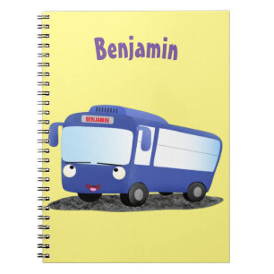 Cute blue modern bus cartoon illustratie notitieboek