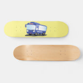 Cute blue modern bus cartoon illustratie persoonlijk skateboard (Horizontaal)