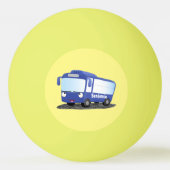 Cute blue modern bus cartoon illustratie pingpongbal (Achterkant)