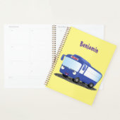 Cute blue modern bus cartoon illustratie planner (Display)