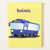 Cute blue modern bus cartoon illustratie planner (Achterkant)