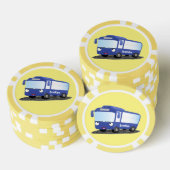 Cute blue modern bus cartoon illustratie poker chips (Opstapeling)