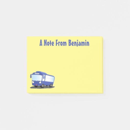 Cute blue modern bus cartoon illustratie post-it® notes (Voorkant)
