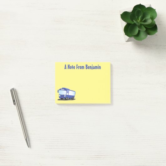 Cute blue modern bus cartoon illustratie post-it® notes (Kantoor)