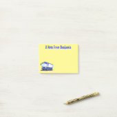 Cute blue modern bus cartoon illustratie post-it® notes (Op bureau)
