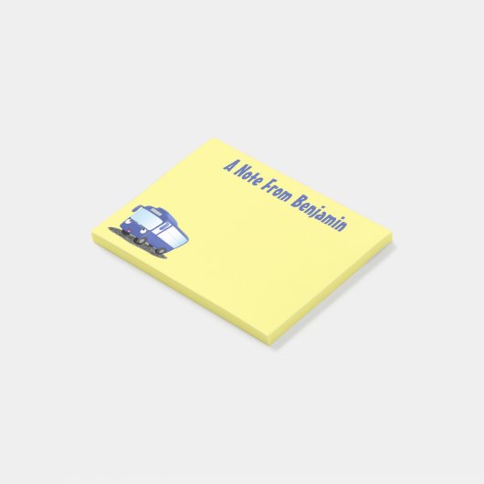 Cute blue modern bus cartoon illustratie post-it® notes (Schuin)