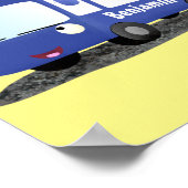 Cute blue modern bus cartoon illustratie poster (Hoek)