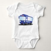 Cute blue modern bus cartoon illustratie romper (Voorkant)