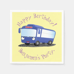 Cute blue modern bus cartoon illustratie servet
