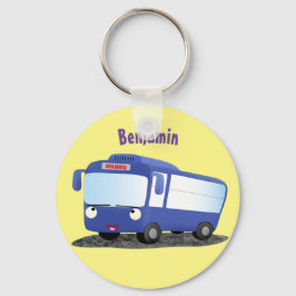Cute blue modern bus cartoon illustratie sleutelhanger