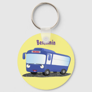 Cute blue modern bus cartoon illustratie sleutelhanger