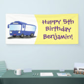 Cute blue modern bus cartoon illustratie spandoek (Beurs)