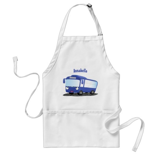 Cute blue modern bus cartoon illustratie standaard schort (Voorkant)