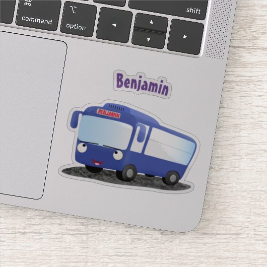 Cute blue modern bus cartoon illustratie sticker (Detail)