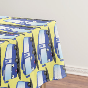 Cute blue modern bus cartoon illustratie tafelkleed