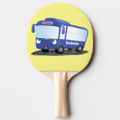 Cute blue modern bus cartoon illustratie tafeltennisbatje (Achterkant)