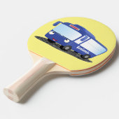 Cute blue modern bus cartoon illustratie tafeltennisbatje (Voorkant Gekanteld)