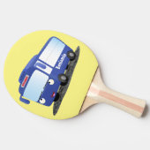 Cute blue modern bus cartoon illustratie tafeltennisbatje (Zijkant)