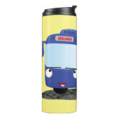 Cute blue modern bus cartoon illustratie thermosbeker (Gedraaid links)