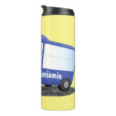 Cute blue modern bus cartoon illustratie thermosbeker (Geroteerd rechts)