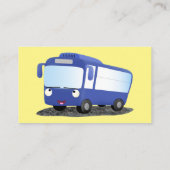 Cute blue modern bus cartoon illustratie visitekaartje (Achterkant)