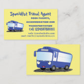 Cute blue modern bus cartoon illustratie visitekaartje (Voorkant / Achterkant)