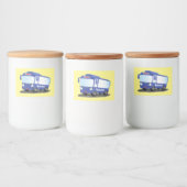 Cute blue modern bus cartoon illustratie voedselcontainer etiket (Flessen)