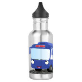 Cute blue modern bus cartoon illustratie waterfles  (Links)