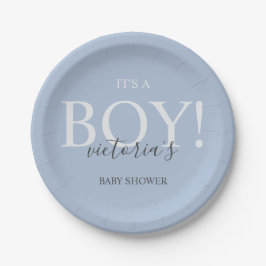 Cute Blue Modern Whimsical Typography Baby shower Papieren Bordje