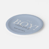 Cute Blue Modern Whimsical Typography Baby shower Papieren Bordje (Gekanteld)