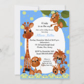 Cute Blue Monkey en Pals Boy Baby shower Kaart (Voorkant)