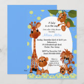 Cute Blue Monkey en Pals Boy Baby shower Kaart (Voorkant / Achterkant)