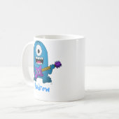 Cute Blue Monster Guitarist Koffiemok (Voorkant links)