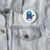 Cute Blue Monster Guitarist Ronde Button 5,7 Cm (In situ)