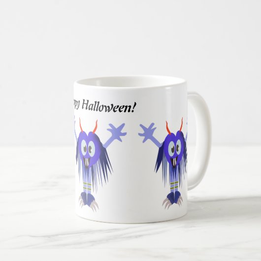 Cute Blue Monster Halloween Koffiemok (Voorkant rechts)